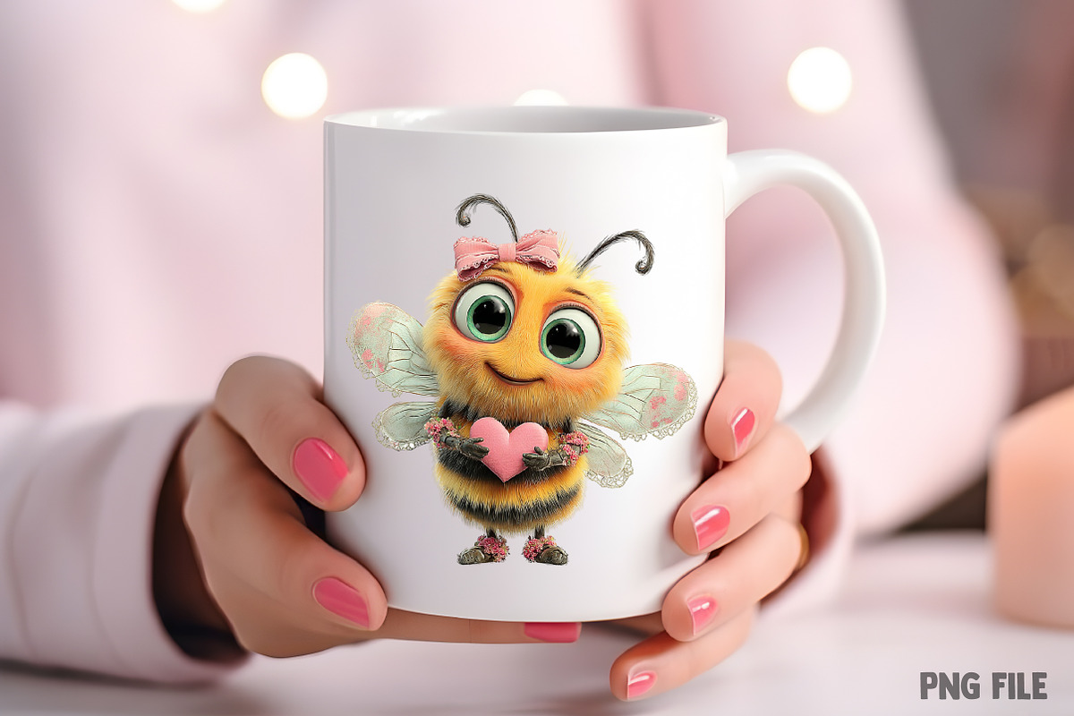 Whimsical Valentine Bee Clipart, an Illustration by Craft Nest (Photo 7 of 10)