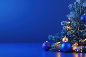Decorative blue and gold Christmas t, a Photo by Tanuart