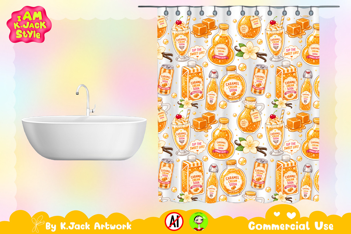 Cute Caramel Cream Soda Seamless, a Background Graphic by K.JackArtwork (Photo 7 of 8)