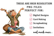 Funny Granny Beach Clipart PNG, an Illustration by OK Design (Thumbnail 4 of 6)