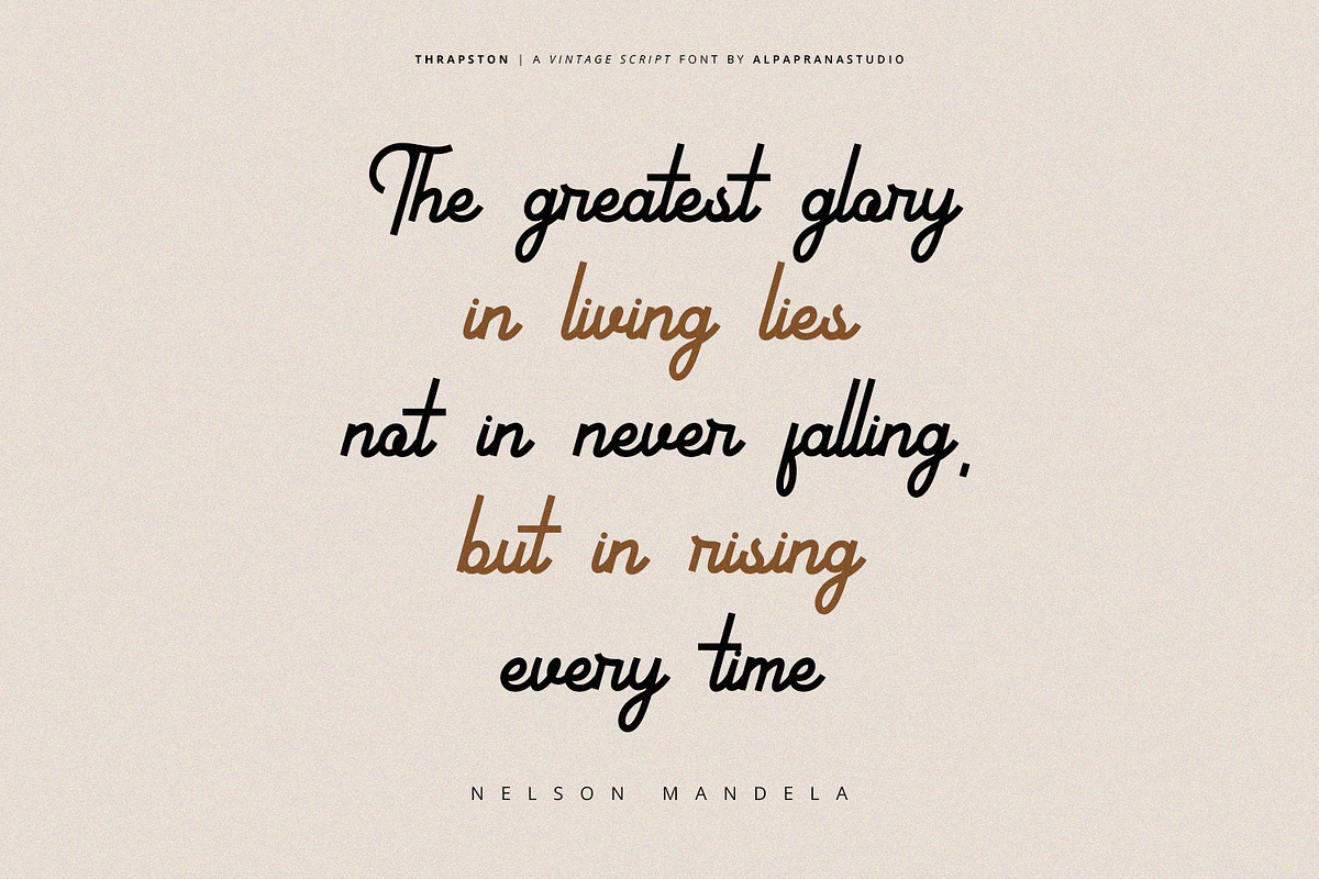 Thrapston - Vintage Script Font, a Script Font by Alpaprana (Photo 8 of 13)