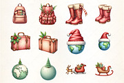 Christmas Travel Watercolour Clipart, an Illustration by CrexoraLab (Thumbnail 5 of 5)