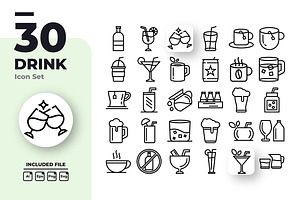 Drink Outline Icons Set, an Outline Icon by yuanesei