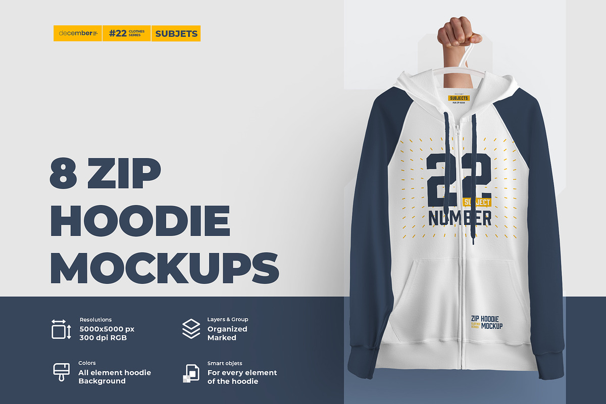 8 Zip Hoodie Mockups, a Hoody Mockup by Grow Design Craft Studio (Photo 1 of 8)