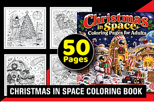 Christmas in Space Coloring Book, a Seasonal Illustration by Design Station