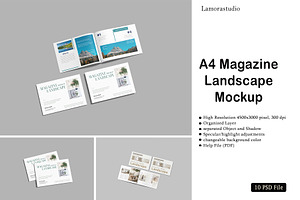 A4 Landscape Magazine Mockup
