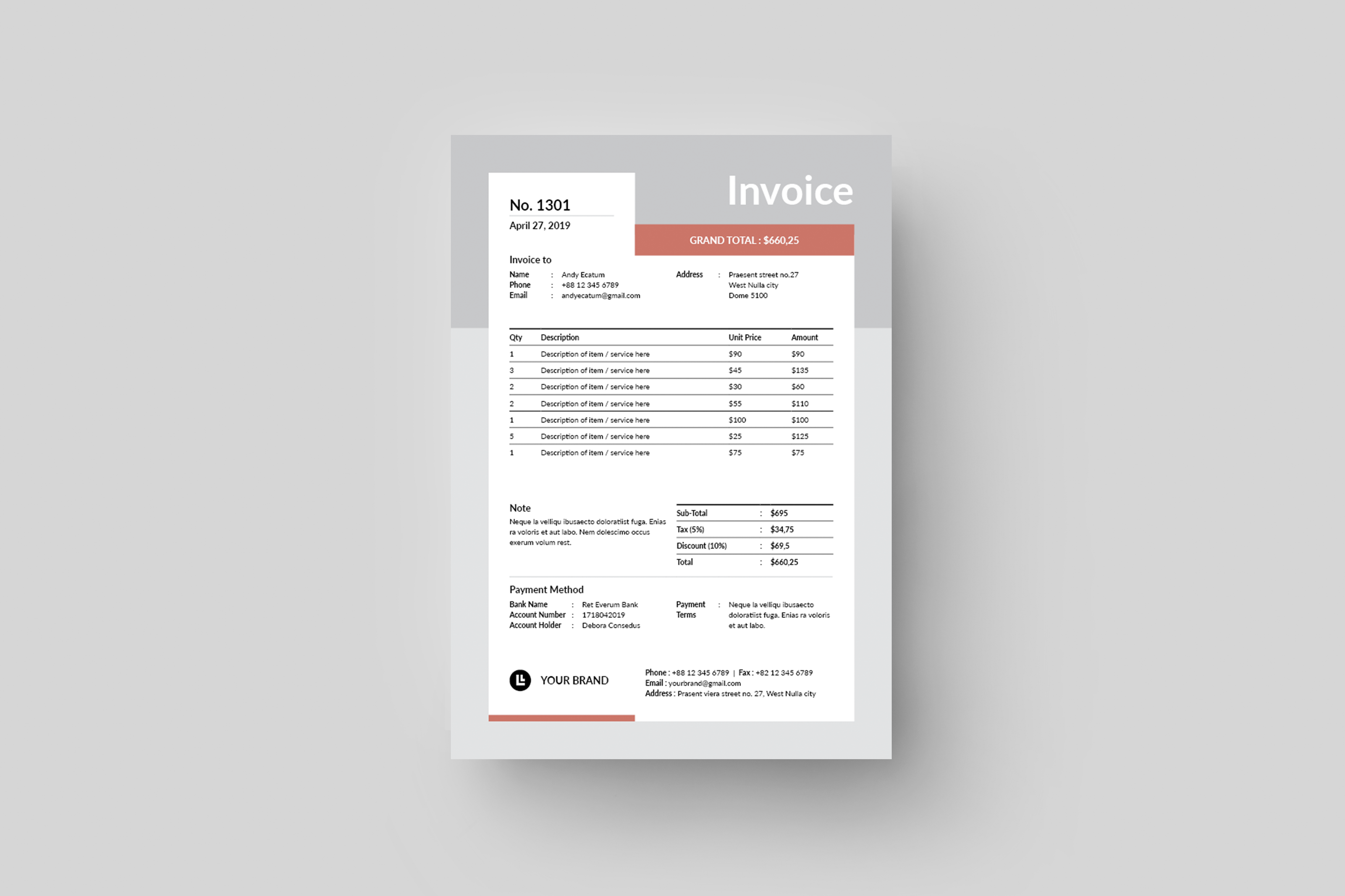 Invoice | MS Word & Indesign, a Stationery Template by Leaflove