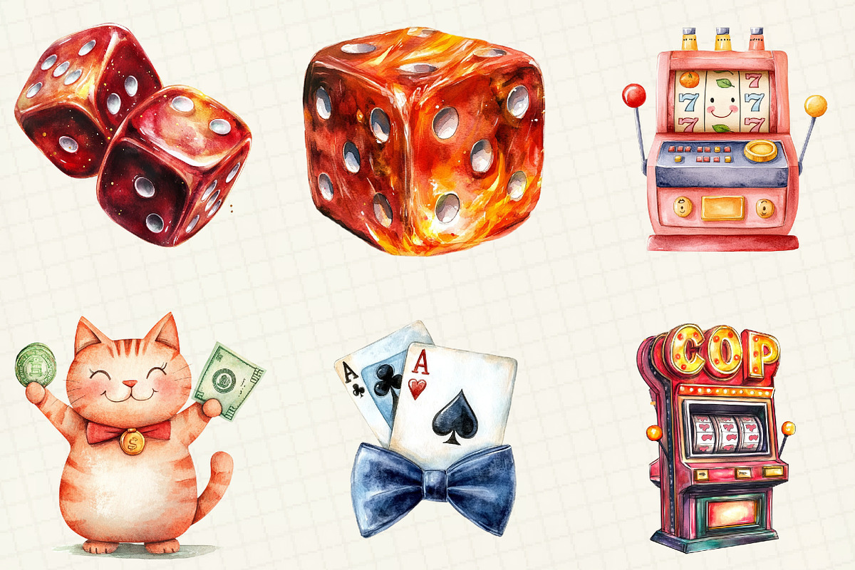 Casino Watercolor Cliparts, an Illustration by OK Design (Photo 4 of 5)