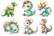 Cute Dinosaur Clipart PNG, an Illustration by Dream Creation (Thumbnail 7 of 7)