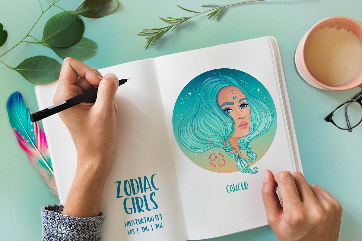 12 Zodiac Girls. Vector set., a Person Illustration by Varvara Gorbash (Photo 3 of 7)