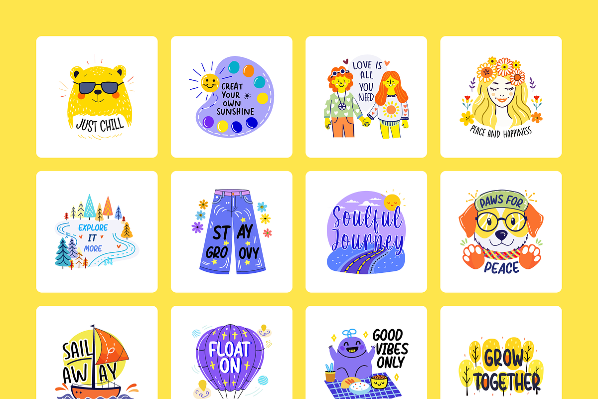 Hippie Stickers, an Emoji Icon by Brickclay (Photo 9 of 9)
