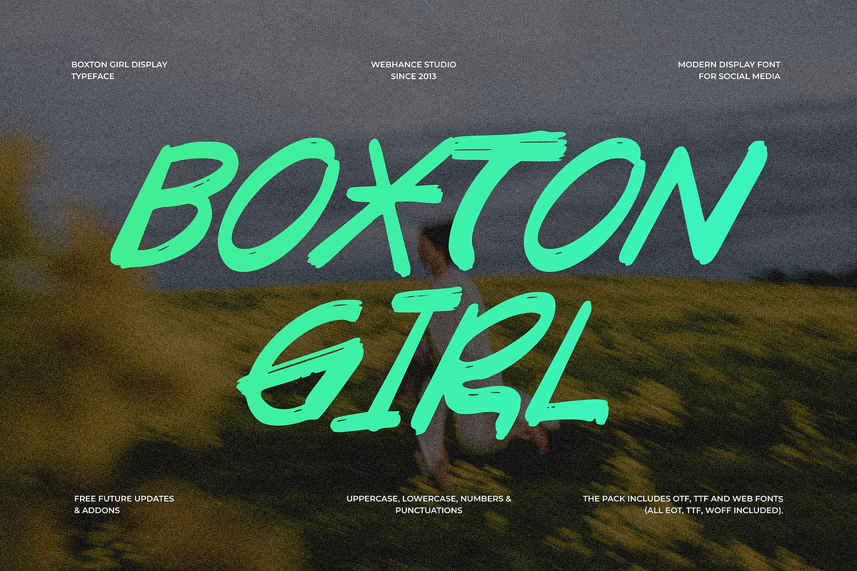 Boxton Girl - Handcrafted Display, a Handwritten Font by Webhance Studio (Photo 1 of 9)