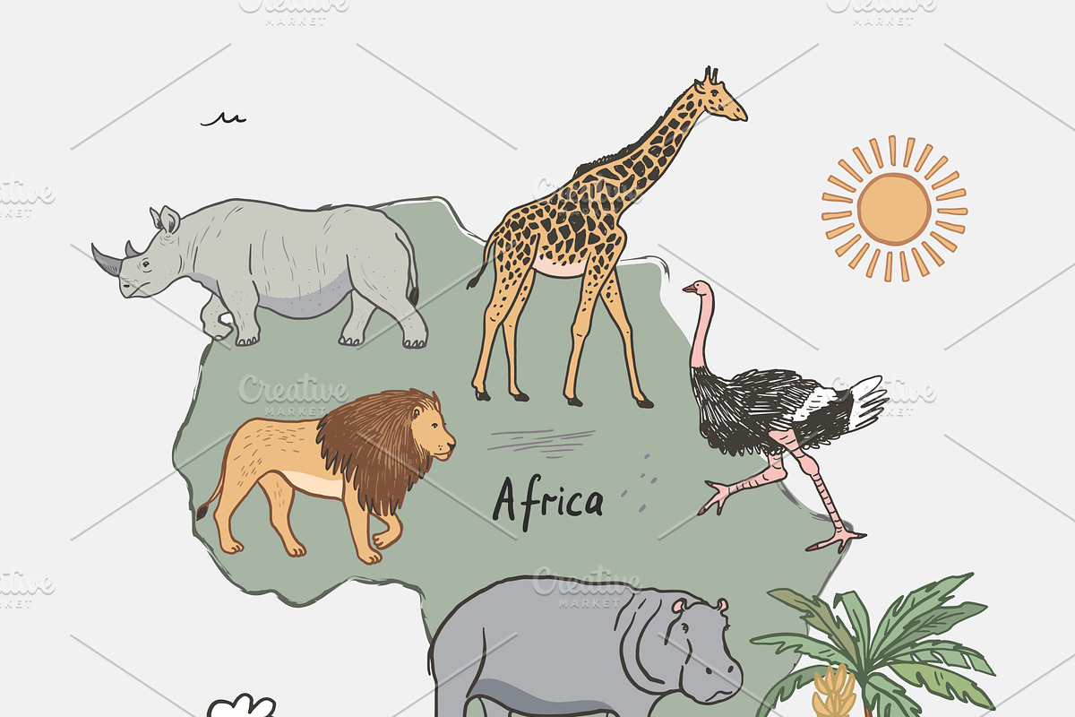 Animals World Map, an Animal Illustration by GooseFrol (Photo 14 of 28)
