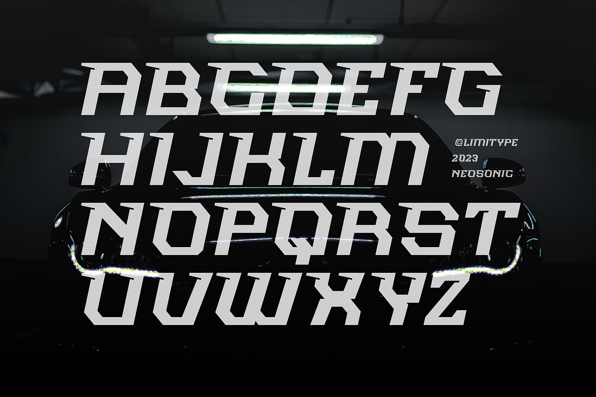 Neosonic - Futuristic Font, a Sans Serif Font by limitype (Photo 2 of 10)