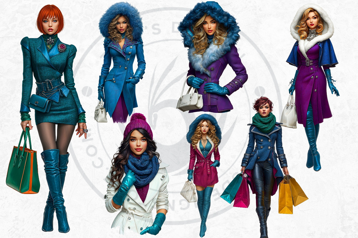 Modern Winter girls cliparts, a Seasonal Illustration by ThatsDesignArt (Photo 11 of 18)