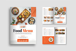 Food Menu Bifold Brochure Template