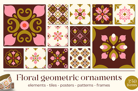 Retro floral geometric ornaments