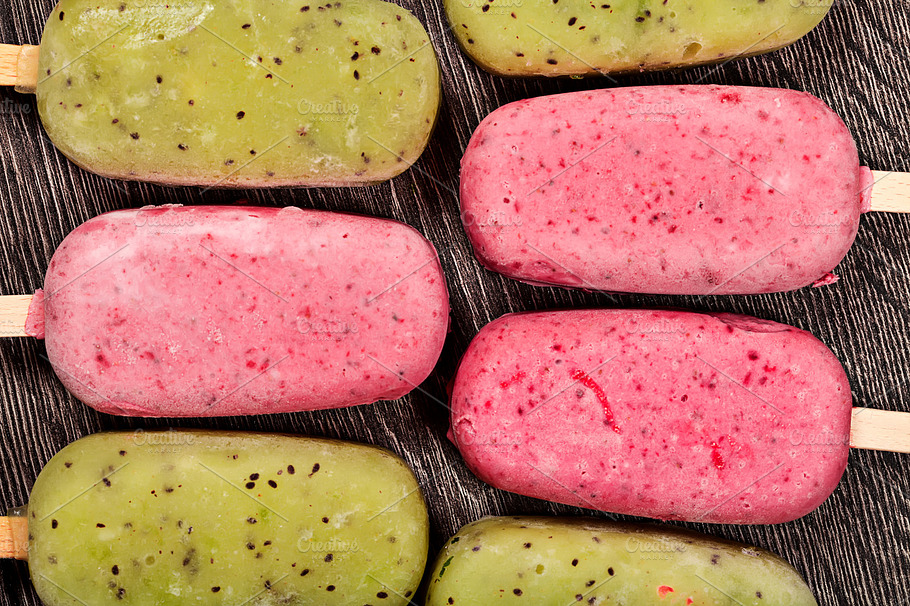 Popslices Icecream Assortment On Dark Background Featuring Background