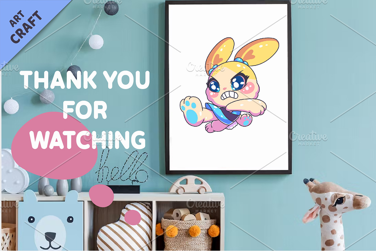 Kawaii Bunny Character 01. Sticker, an Animal Illustration by KENO Mascots (Photo 6 of 6)