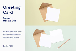 Greeting Card Square Mockup Duo, a Print Template by Studio MVDM