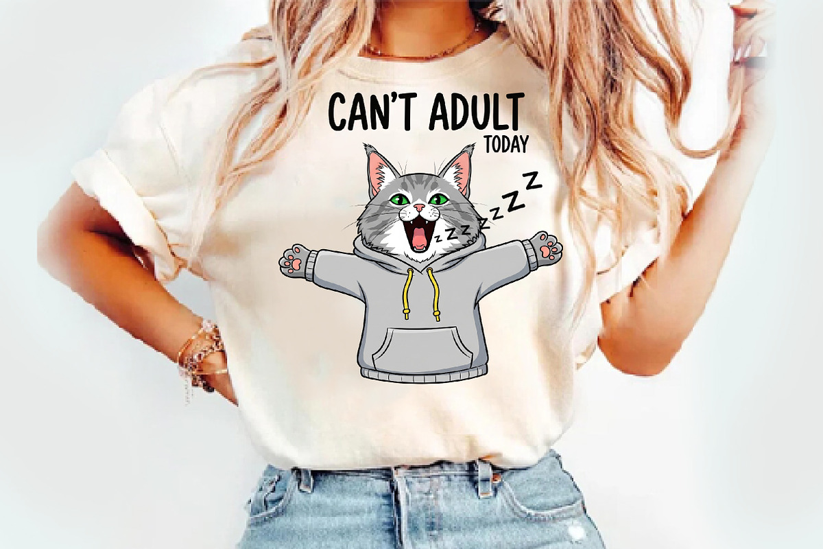 Funny Lazy Cat Sarcastic Sassy Adult, an Illustration by Watercolor design (Photo 2 of 3)