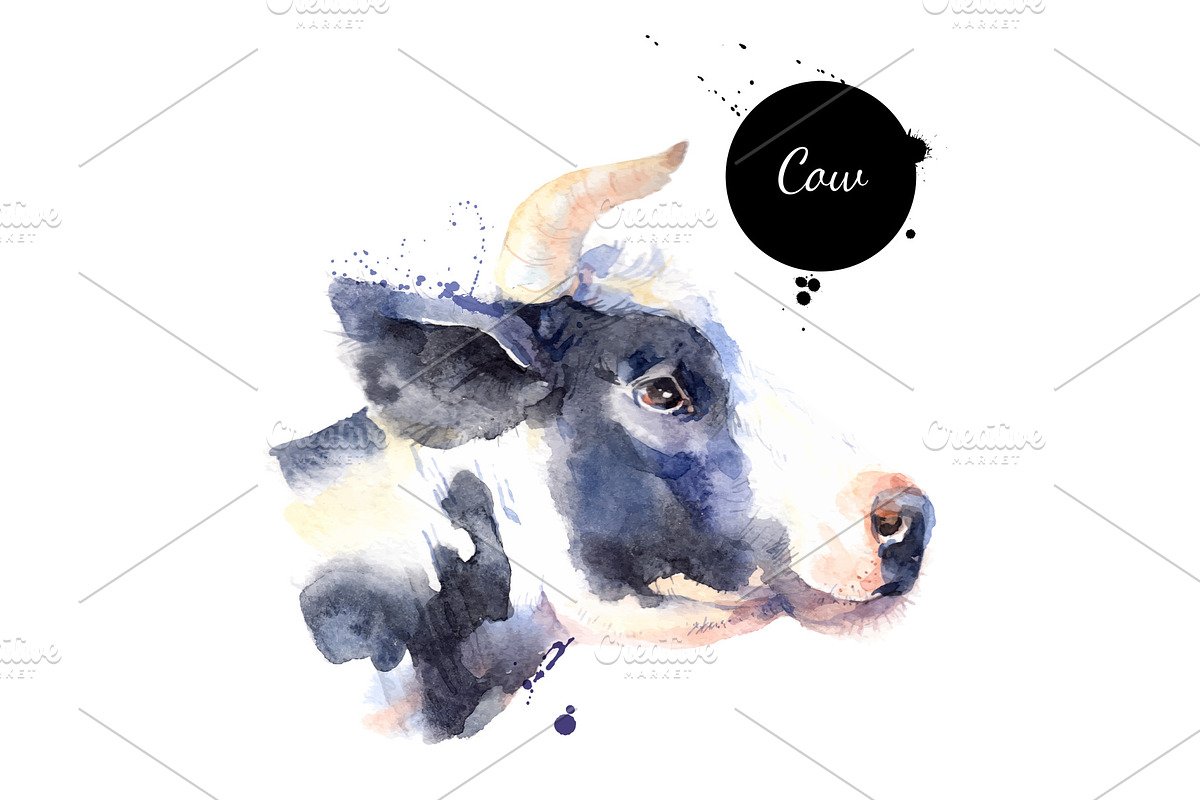 Watercolor Farm Animal Vector Set, an Animal Illustration by Elena Pimonova (Photo 4 of 4)