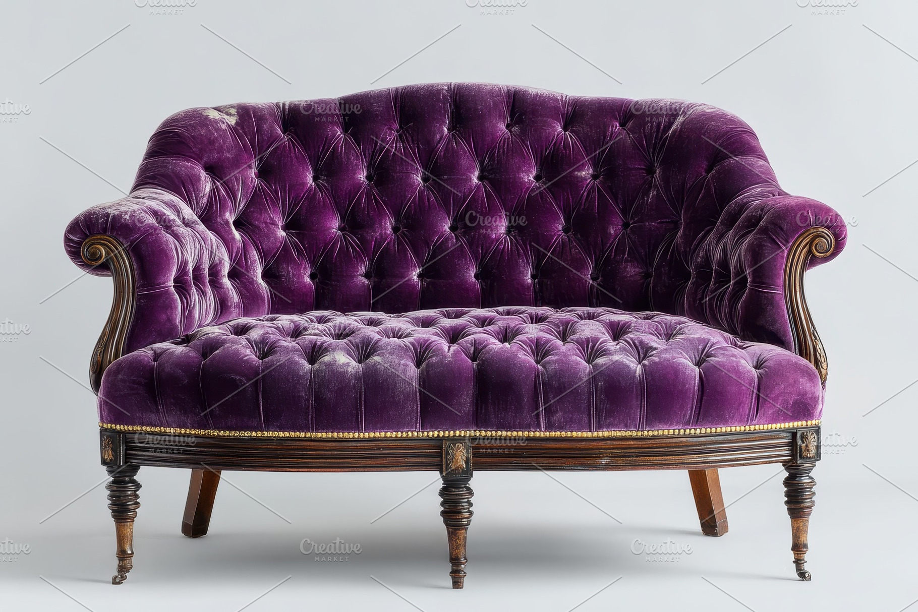 Purple Velvet Victorian Style Sofa A, a Photo by Pixeness Studio
