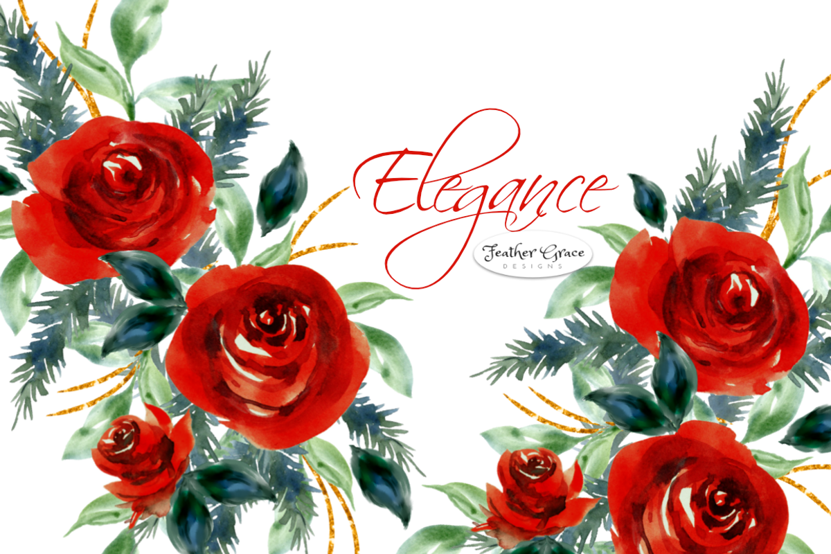 Watercolor Red Flowers - Christmas, an Illustration by Feather Grace Designs (Photo 3 of 12)