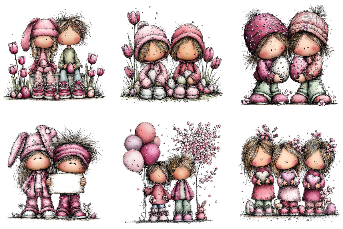 Watercolor Easter Kids Clipart, an Illustration by CraftArtStudio (Photo 4 of 6)
