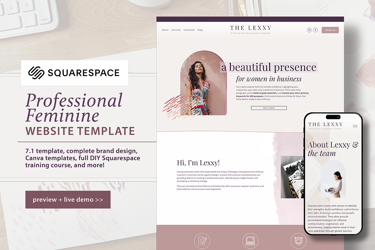 Squarespace 7.1 Feminine Template, a Templates & Theme by Finicky Fox Design (Photo 1 of 7)