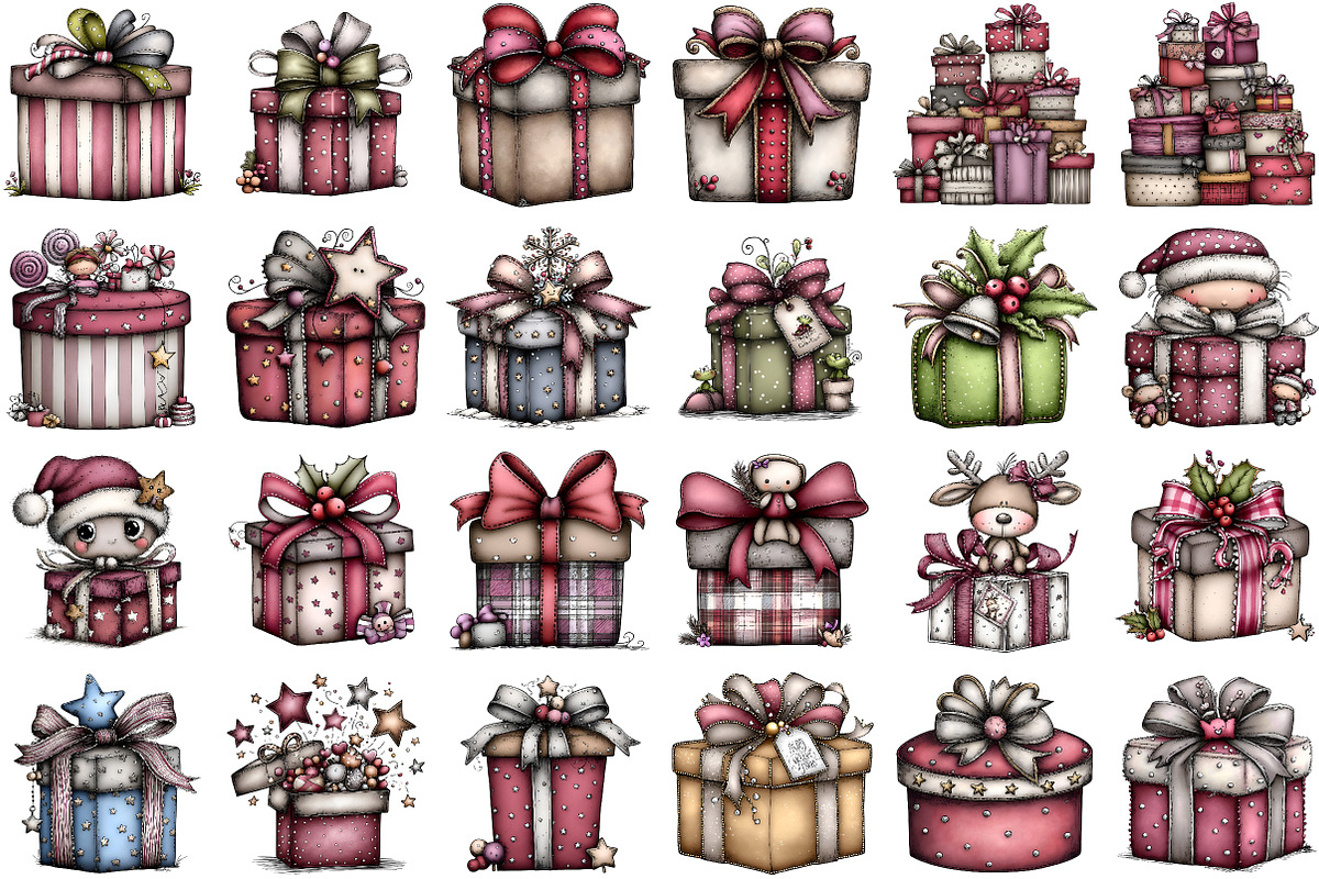 Whimsical Christmas Gift Box Clipart, an Illustration by Sublimation Artist (Photo 2 of 6)