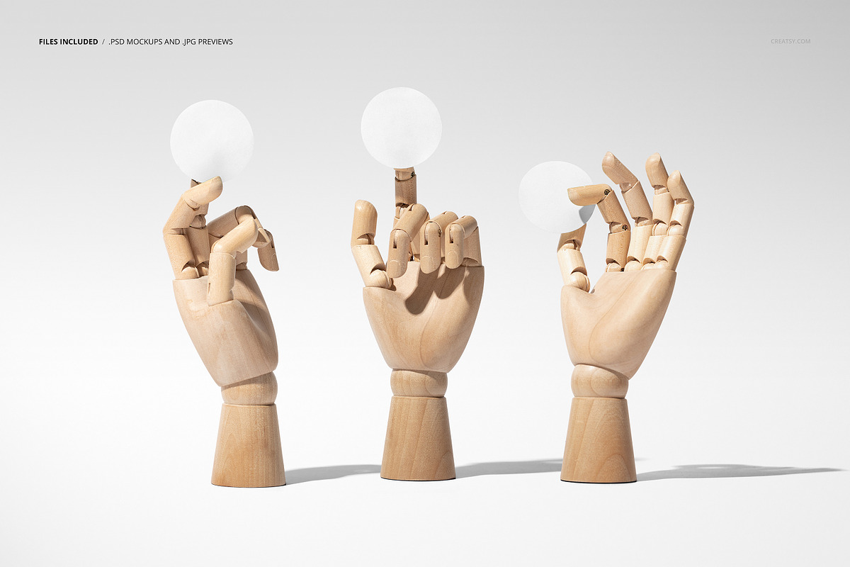 Round Stickers in Wooden Hand Mockup, a Merchandise Mockup by creatsy5 (Photo 2 of 5)