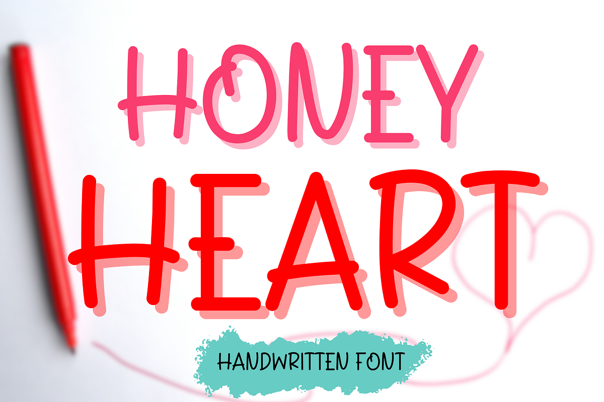 Honey heart, a Handwritten Font by Petal Pixels (Photo 1 of 8)