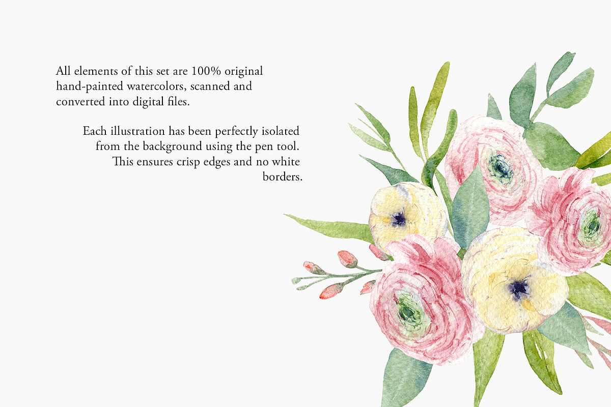 Pink Floral Mood. Watercolor Set, an Illustration by NiKO (Photo 5 of 6)