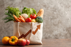 Reusable grocery tote with fresh produce, a Food & Drink Photo by AlyaAnd