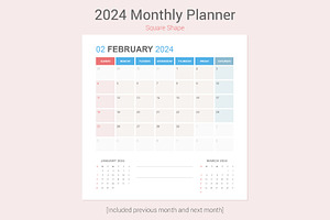 2024 Simple Calendar Sunday