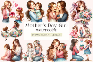 Mother's Day Girl Sublimation Clipar, an Illustration by DreamArtGraphic