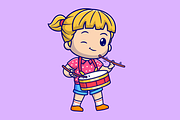 Cute Girl Playing Drum with Stick, a Person Illustration by Catalyst Labs (Thumbnail 2 of 3)