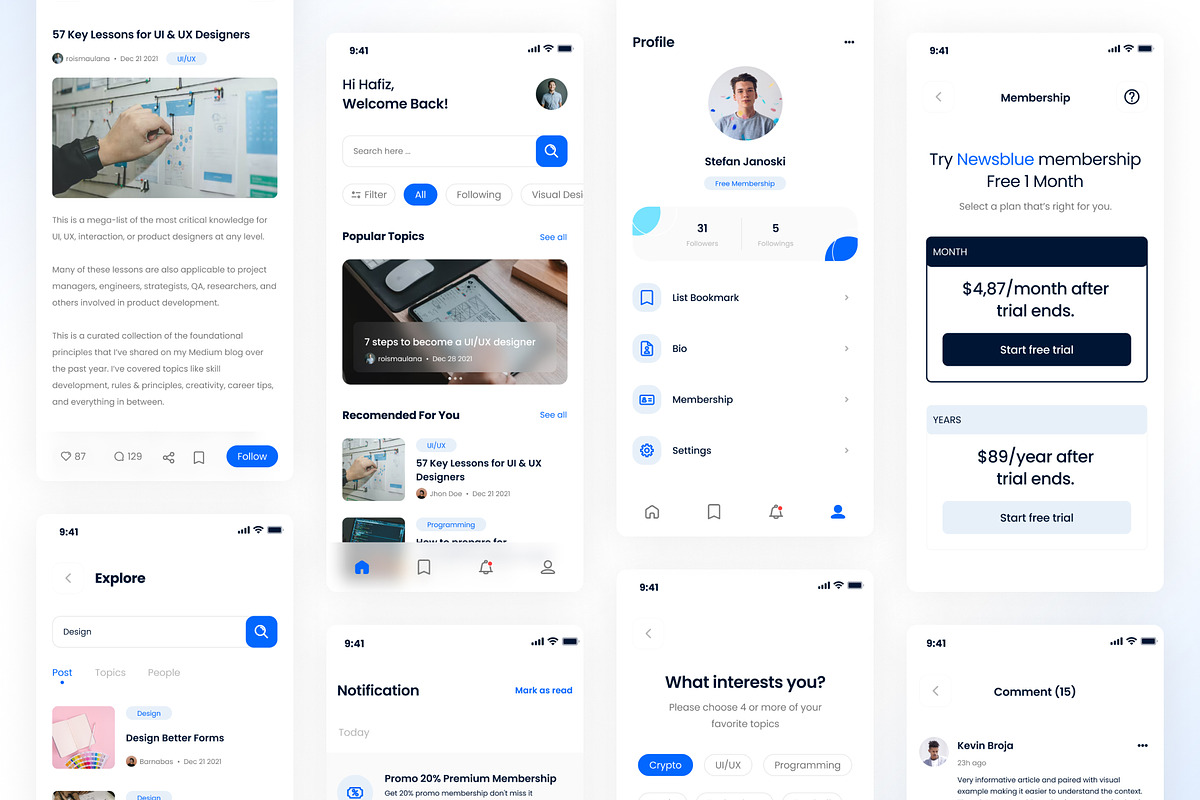 News Blue UI Kit, a Templates & Theme by Kawalan Studio (Photo 3 of 6)