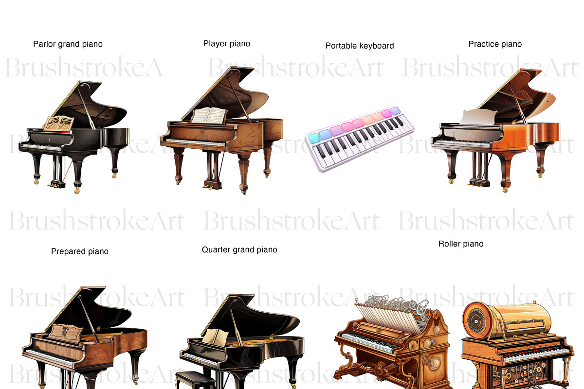 Piano Clipart, Baby Grand Piano Keys, an Object Illustration by BrushstrokeArtGB (Photo 4 of 9)