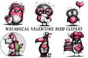 Whimsical Valentine Bird Clipart, an Illustration by OK Design (Thumbnail 2 of 6)