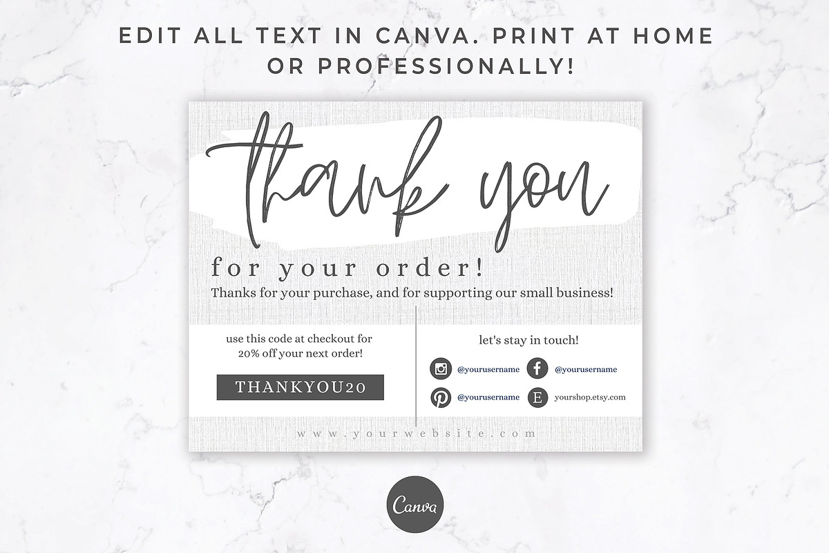 Thank You Order Card for Canva, a Card Template by Thirty One Palms Studio (Photo 3 of 7)