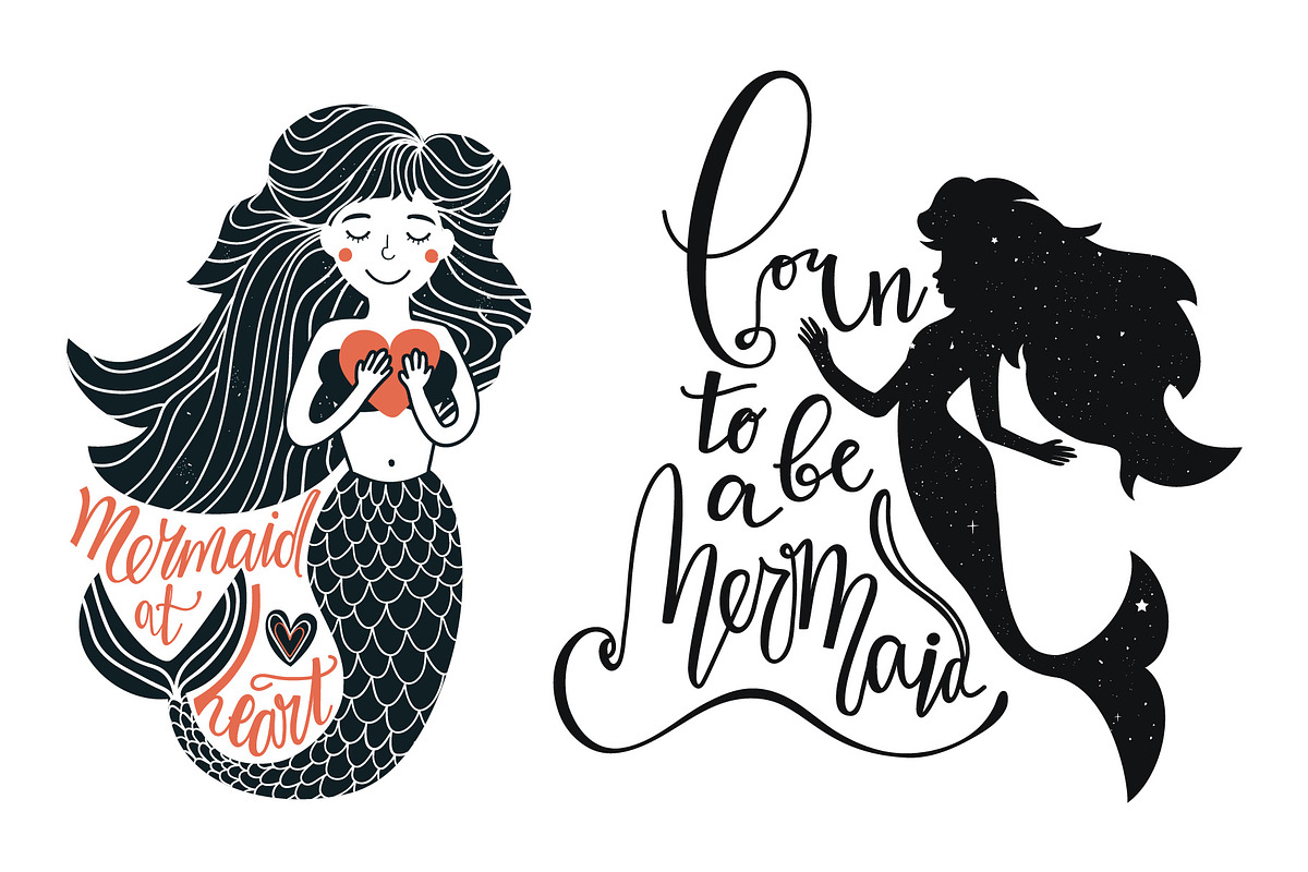 Vector mermaid 11 prints set, an Animal Illustration by JULYMILKS (Photo 2 of 7)