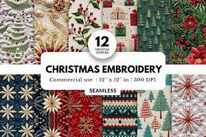 12 Christmas Embroidery Backgrounds