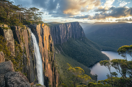 Scenic view of Horsetail Falls at su, a Photo by Iftikhar Alam