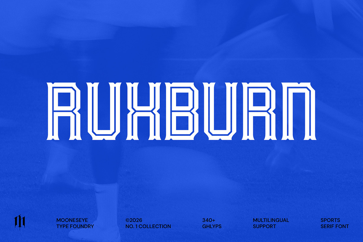 Ruxburn - Modern Sports Serif Font, a Serif Font by MooneseyeType (Photo 1 of 7)