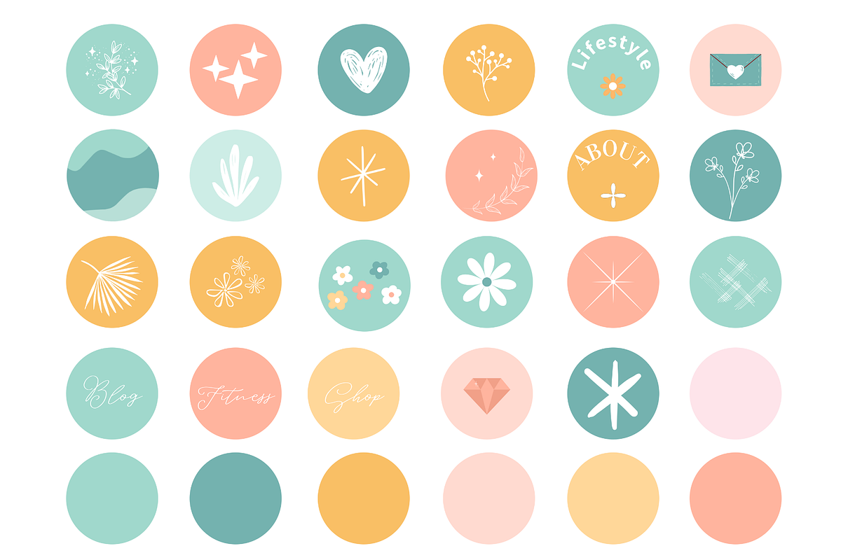 60 Pastel Instagram Story Icons, a Social Media Template by AdvertFox (Photo 4 of 5)