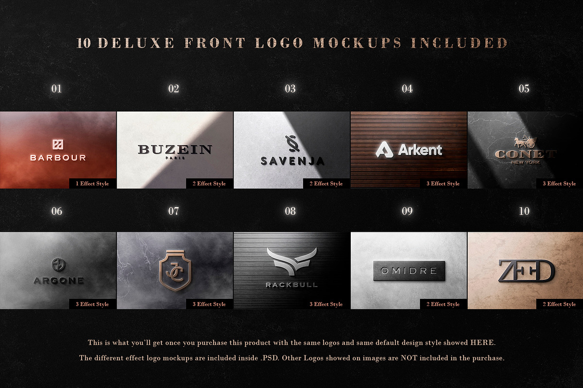 10 Deluxe Front Logo Mockups - V1, an Advertising Mockup by Asylab (Photo 2 of 18)