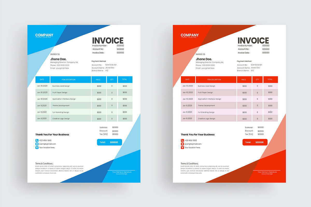 Professional Invoice Bundle, a Graphic by Jkgraphicclick (Photo 5 of 14)