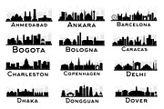 29 City Skyline Silhouettes Set 3, a Work Illustration by Booblgum (Thumbnail 2 of 8)